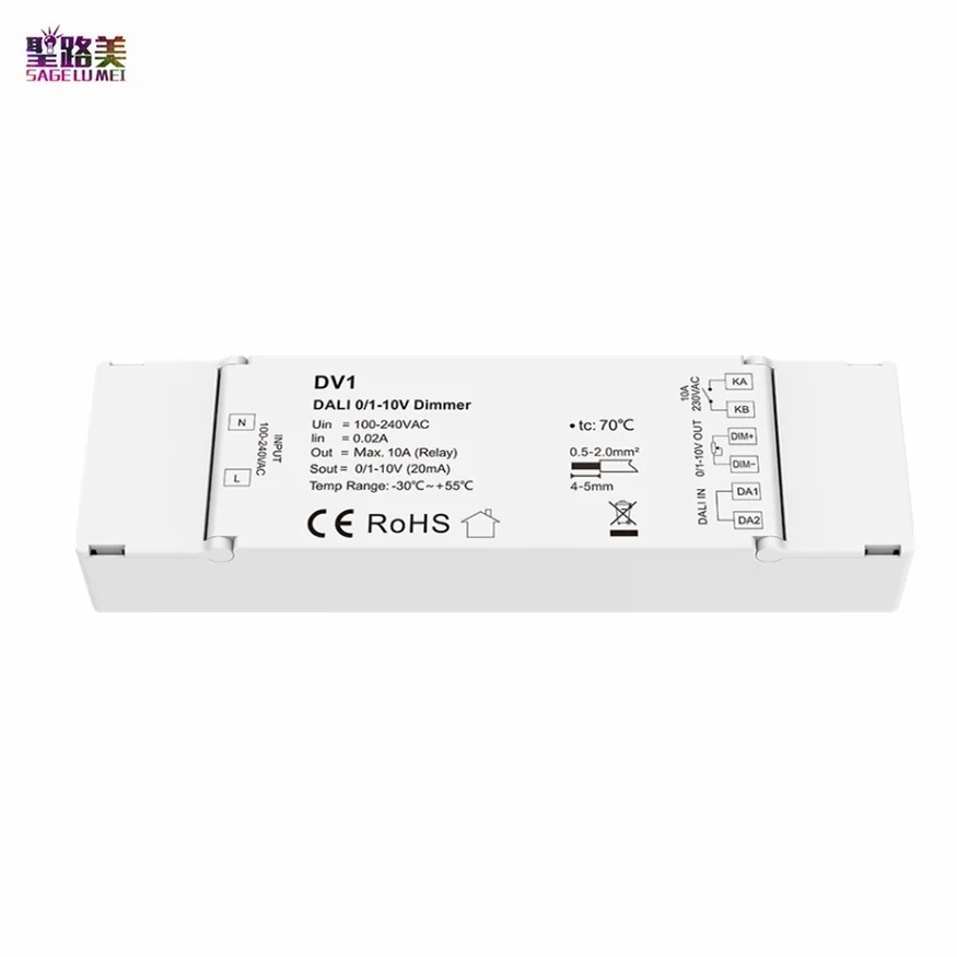 110V-220Vac Input 1Ch * 10A Dali 0/1-10V Dimmer 1 Dali Address Dv1 Dt5 Uscita A Contatto A Secco Per Smd Luci Di Striscia A Led Monocolore