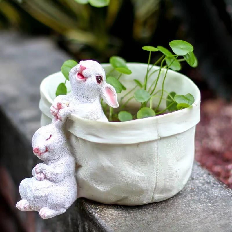 

Pocket bunny, balcony flower pots, succulent, super cute, cute Nordic style, empty garden decoration, creative ornaments