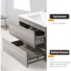 Bathroom Organizers, 30" Bathroom Vanity Wall Mounted Grey Floating Vanity Two Drawers Storage Cabinet With Ceramic Integrated S 5