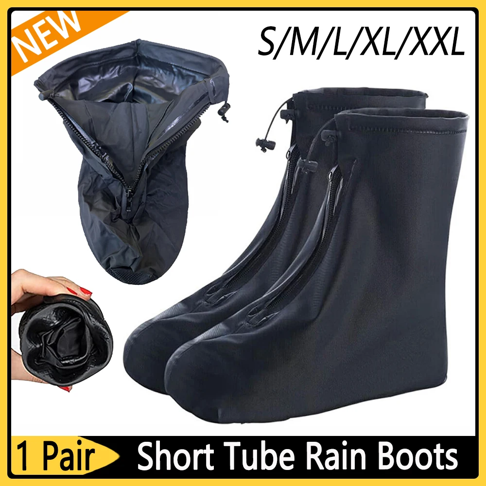 Motorbike Rain Shoe Covers 1Pair Waterproof Non-Slip Shoe Rain Boots Wear-Resistant Sneakers Protector Portable Overshoes
