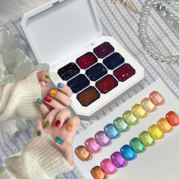 1pc 9 Colors Candy Jelly Color Solid Patting Nail Polish Gel Nail Gel Strong Setting Gel Transparent Color UV&LED Summer 1