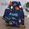 1pc Personalized Name Custom Dinosaur Pattern Blanket, Soft Plush Throw, Customizable Decor, Ideal For Bedroom And Playroom 3