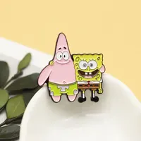 Bob l'éponge SquarePants et Patrick Star émail épinglette recueillir Badge mignon enfants cadeau bijoux orner sac à dos collier broches 2