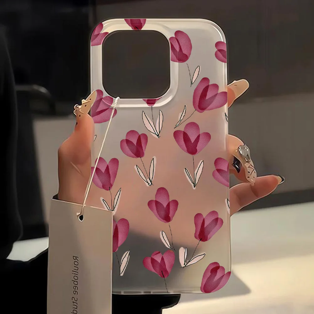 thumbnail image 1 of Funda de flores de lujo para iPhone 15 Pro Max Fundas para iPhone 11 14 Pro Max 12 13 Mini 16 Plus Fundas protectoras suaves mate Funda, 1 of 5