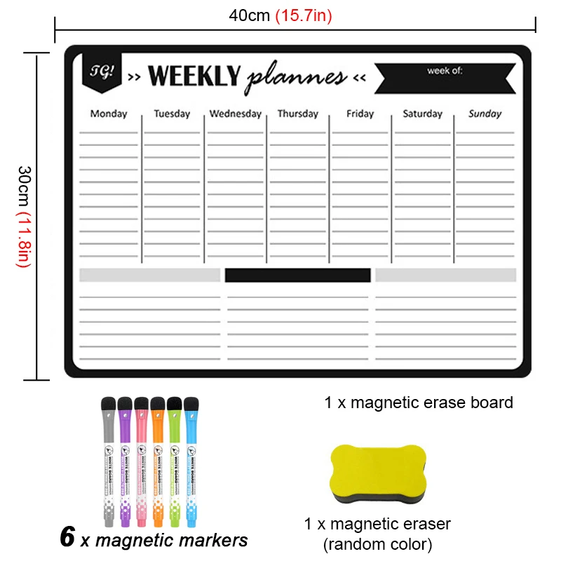 Tableau Blanc Magnétique A3/a4 Effaçable À Sec Pour Réfrigérateur De  Cuisine, Livré Avec 3 Marqueurs Et 1 Effaceur, Dimensions 16,5x11,7 Po /  11,7x8,2 Po, Simple Bloc-notes Mémo À Liste De Tâche Flexible