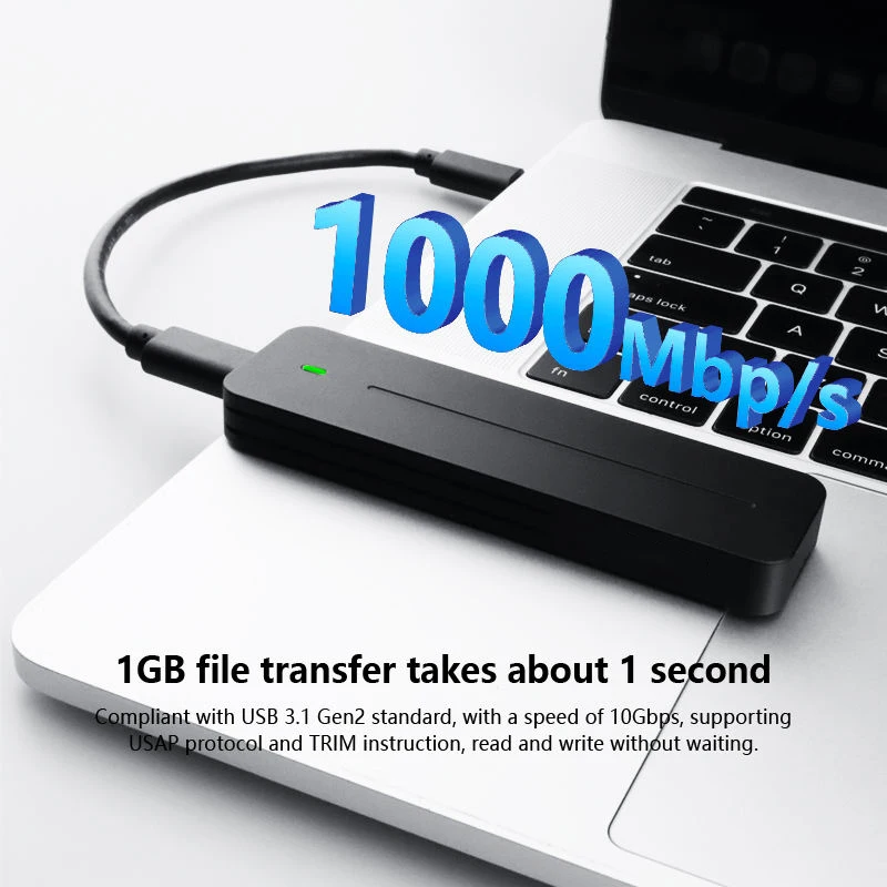 M2 SSD 케이스 M.2 NVMe SATA SSD 외장 케이스 어댑터 10Gbps USB 3.2 Gen2 USB C 외장 케이스 커버 M 및 B&M 키 지원