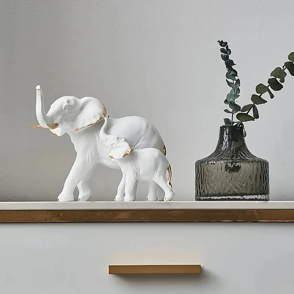 1pairs Creative Modern Decor Animal Resin Elephant Statues & Figurines Sculpture Living Room Table Ornaments Crafts