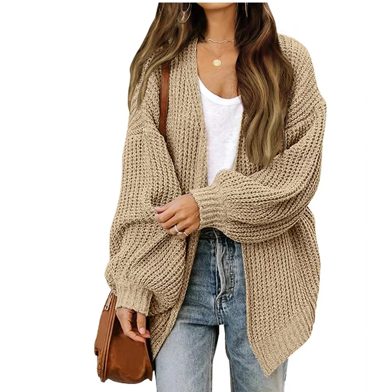 Women's Long Lantern Sleeve Cardigan Sweater Coat
