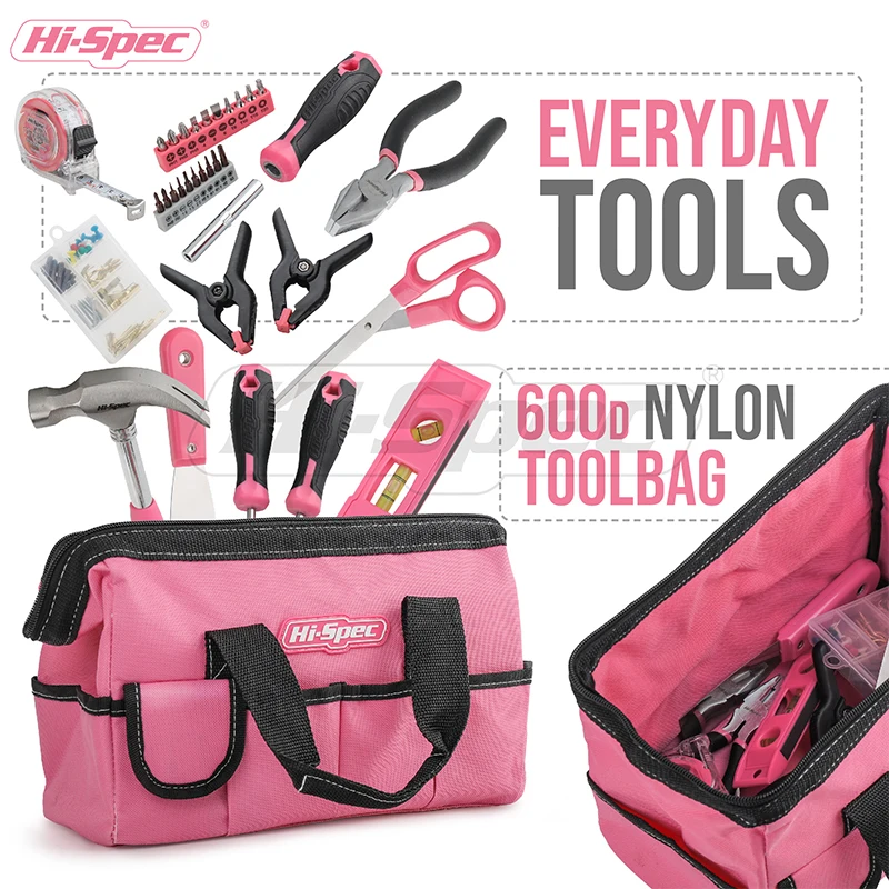 Hi-Spec Products Hi-Spec 56pc Pink Home Tool Kit for Women. Essential Hand  Tools for