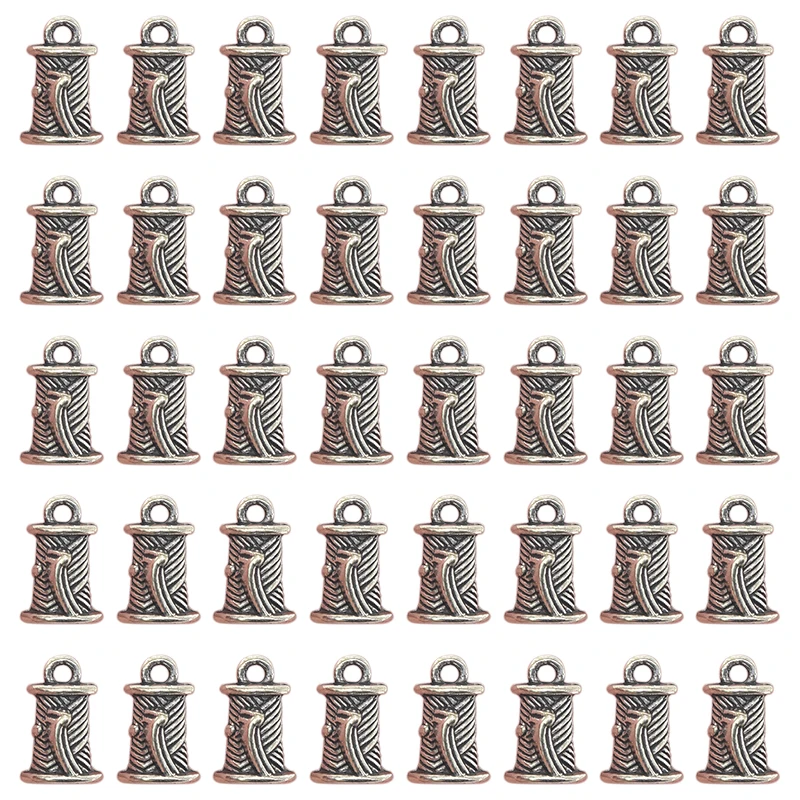 

15pcs Antique Silver Color Silk Cord Shape Charms Alloy Metal Sewing Pendants For DIY Necklace Bracelet Jewelry Making Crafting