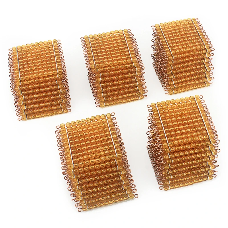 Montessori Materials Math Toy Golden Beads 45Pcs Squares for Hundred 100 Golden Beads Toys for Children Preschool Learning Kids 3