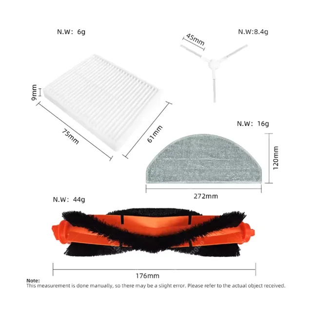 สําหรับเครื่องดูดฝุ่น Xiaomi S20 E12 E10 B112 หุ่นยนต์กวาดเครื่องดูดฝุ่นแปรงหลักแปรงด้านข้าง mop ผ้า HEPA filter อะไหล่ 2