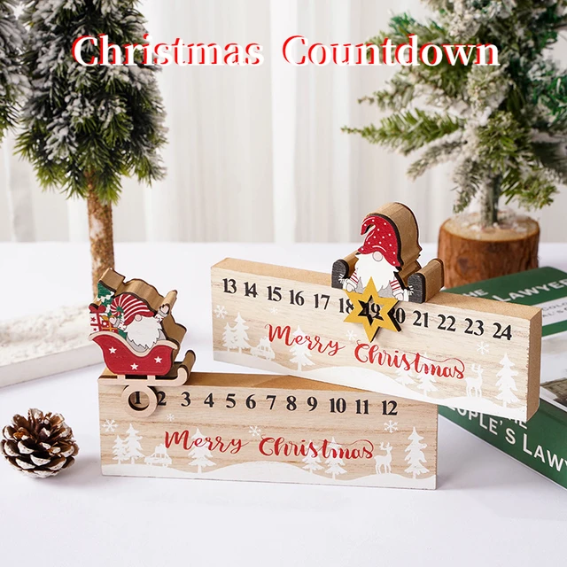 Christmas Countdown Block Until Christmas Wreath Calendar Tabletop Number  Date Rustic Wooden Home Decor Holiday Xmas Ornament - AliExpress
