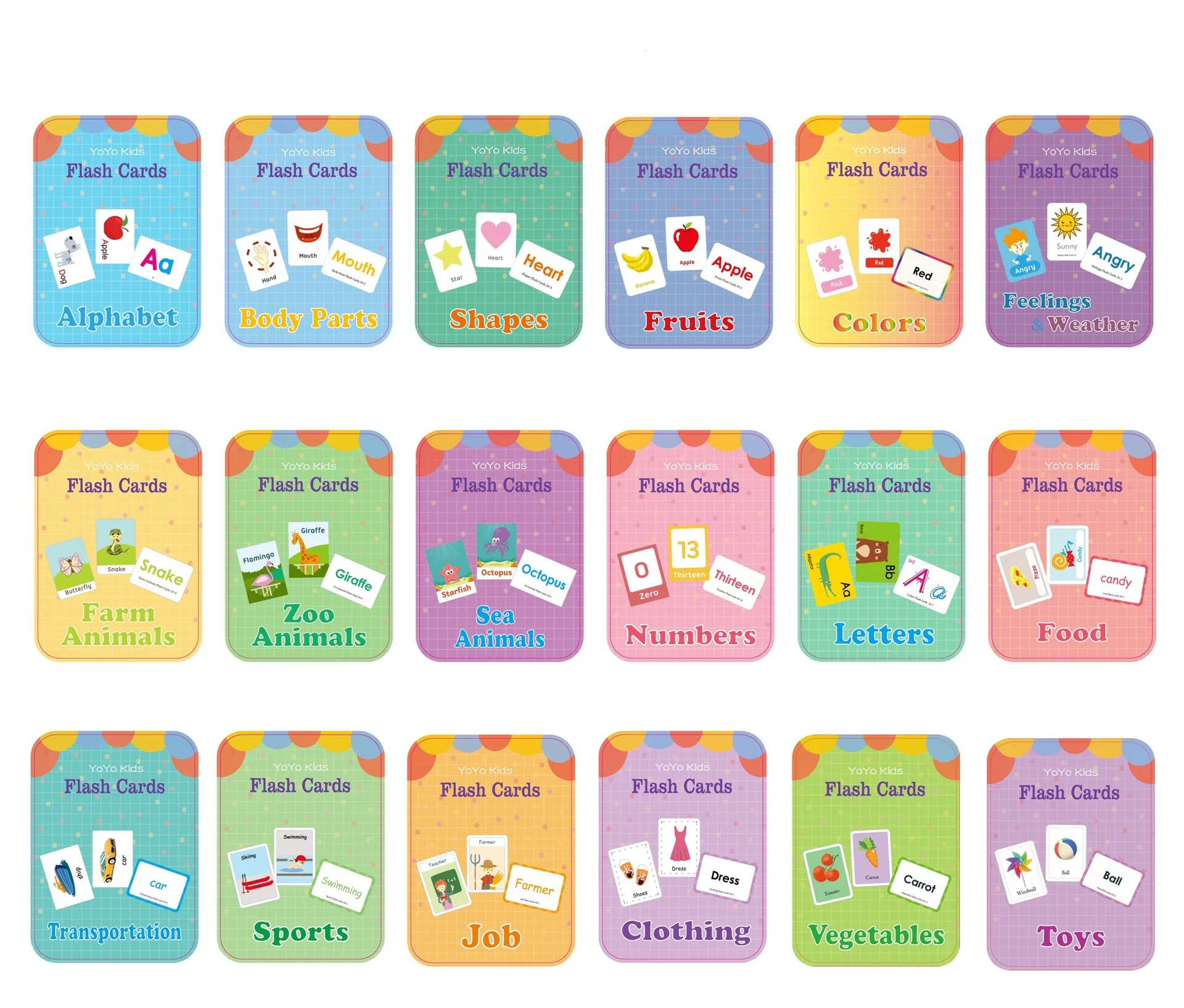 Learning Flashcards ABC Numbers Fruit Animal Body Educational Toys Classroom Aids Montessori Autism English Words Card for Kids 6