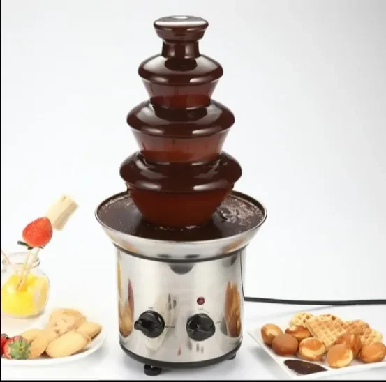 

Шоколадный фонтан из нержавеющей стали, 220 В, четыре яруса, идеально подходит для коммерческого или домашнего использования