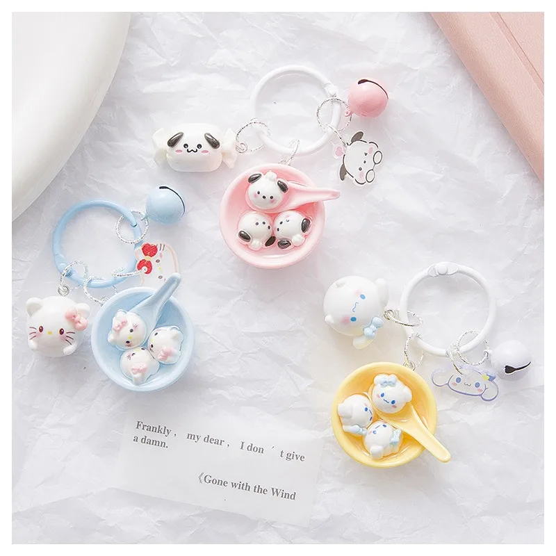 

Брелок в форме чаши Hellokittys Cinnamoroll Kuromi в виде куклы Sanrios, милый декоративный кулон для сумки, детский подарок