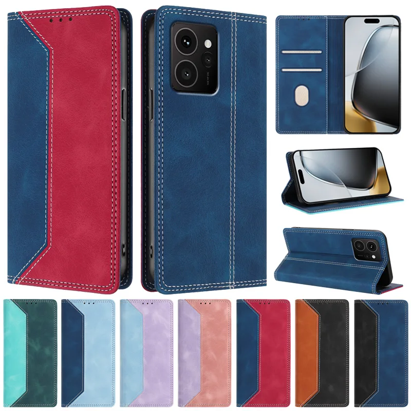 HMD Skyline Magnetic Flip Case – Fashion Color Block Leather Phone Cover