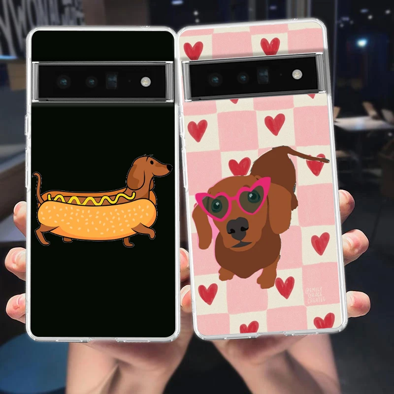 Clear Phone Case with Cute Dachshund Bulldog Design - Soft TPU Cover