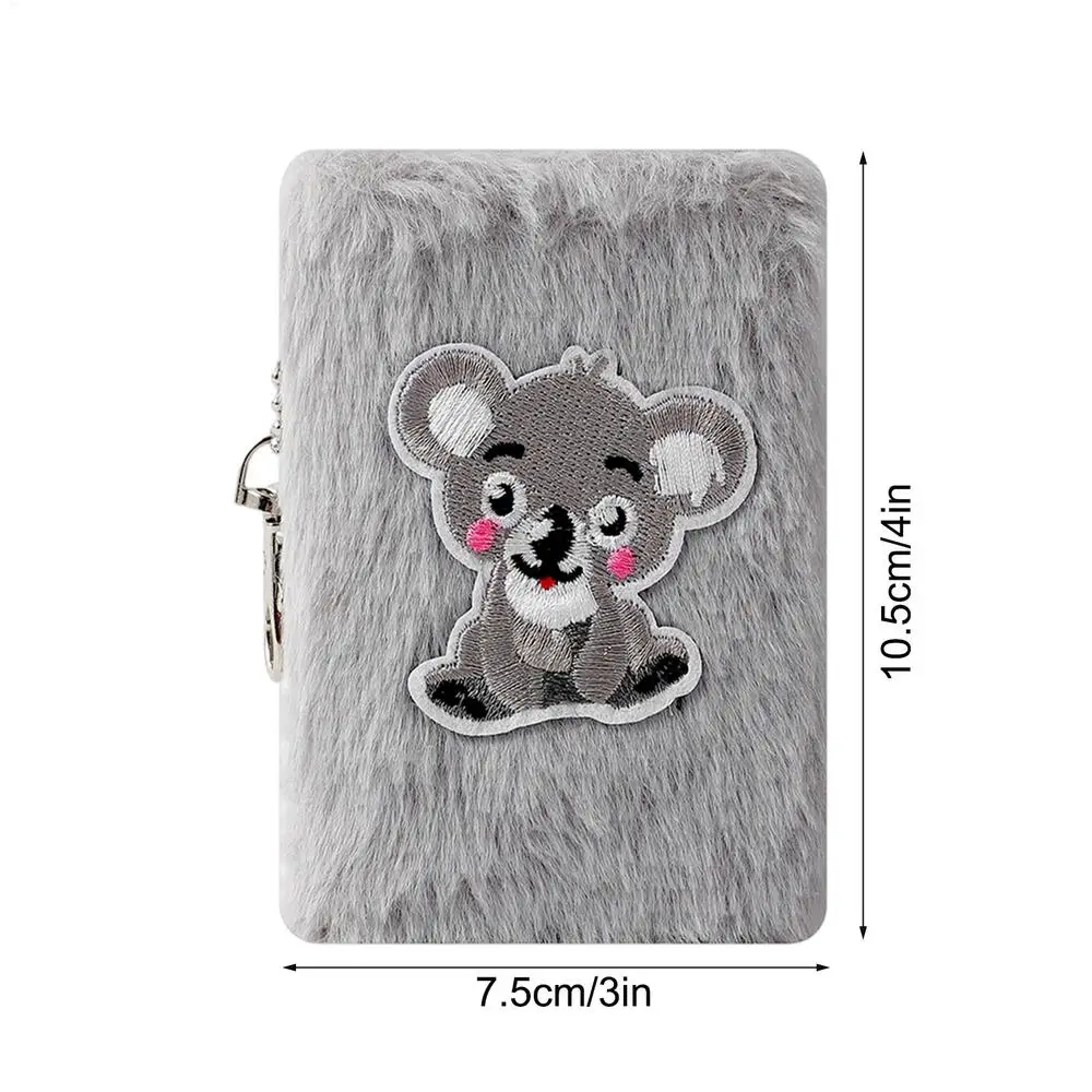 Miniature Plush Pocket Notebook with Keychain - Cute Cartoon Design