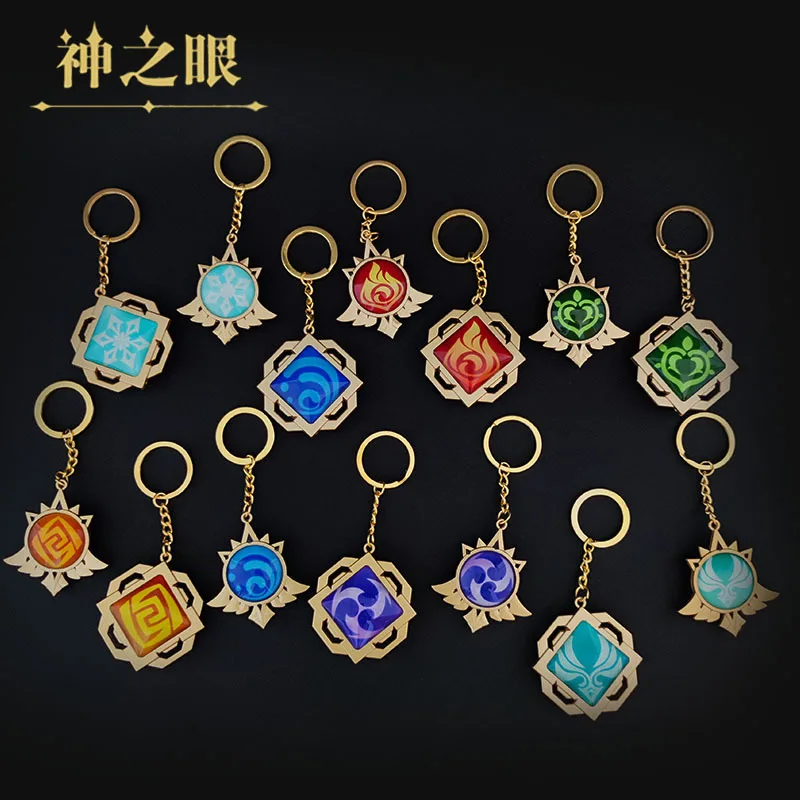 Anime Keychain Genshin Impact Vision Element God's Eye For Men Car Women Accessories Cute Bag Pendant Key Ring Gifts
