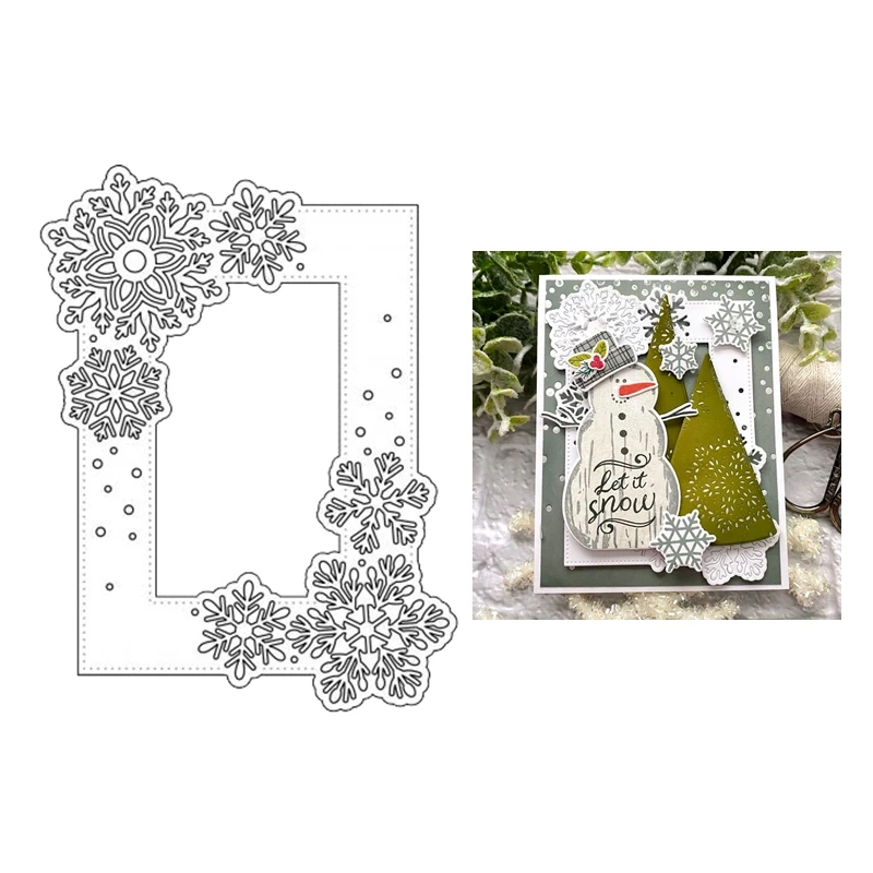

2022 New Arrival Christmas Snowflake Fun Frame Metal Cutting Dies Scrapbooking for Paper Making Frames Card Craft no Stamp