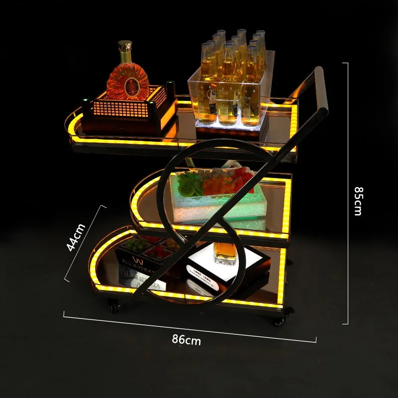 Bar KTV Luminous Drinks Trolley Night Show Wine Food Delivery Van Birthday Cake Car Led Mobile Trolley