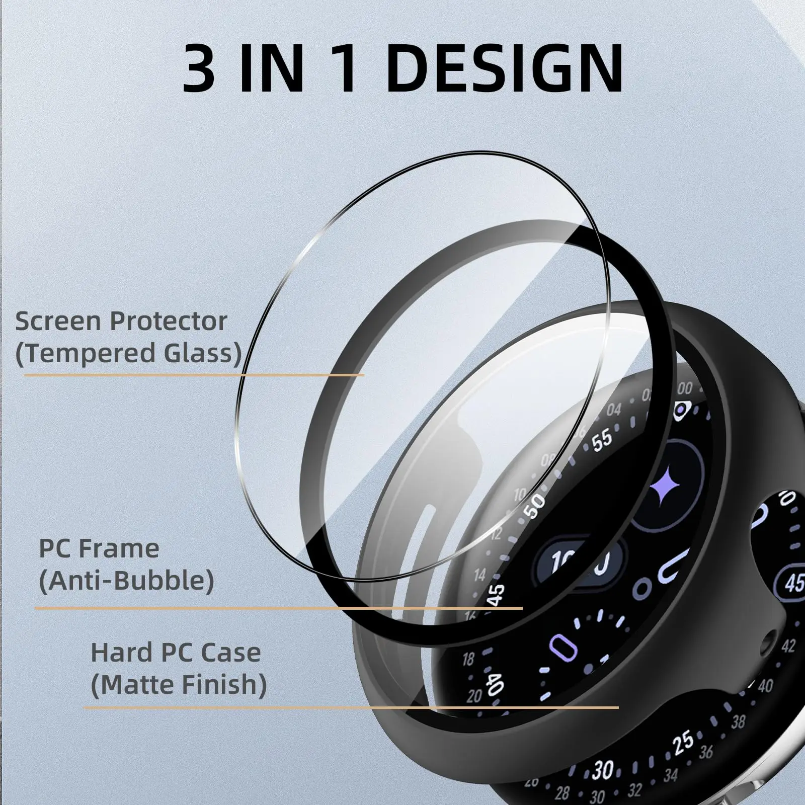 Premium All-Around Bumper Screen Protector with Tempered Glass & Hard PC Case