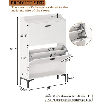 Modern Slim Hidden Shoe Organizer Tipping Shoe Rack With 2 Flip Drawers Shoerack Shoes Organization Furniture Shoe-shelf Cabinet 2