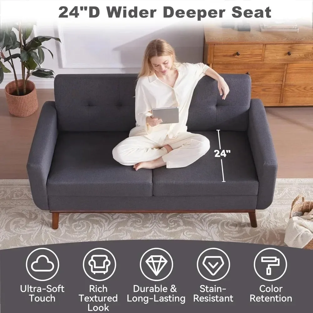 mid Century Modern Loveseat Sofa 65 6