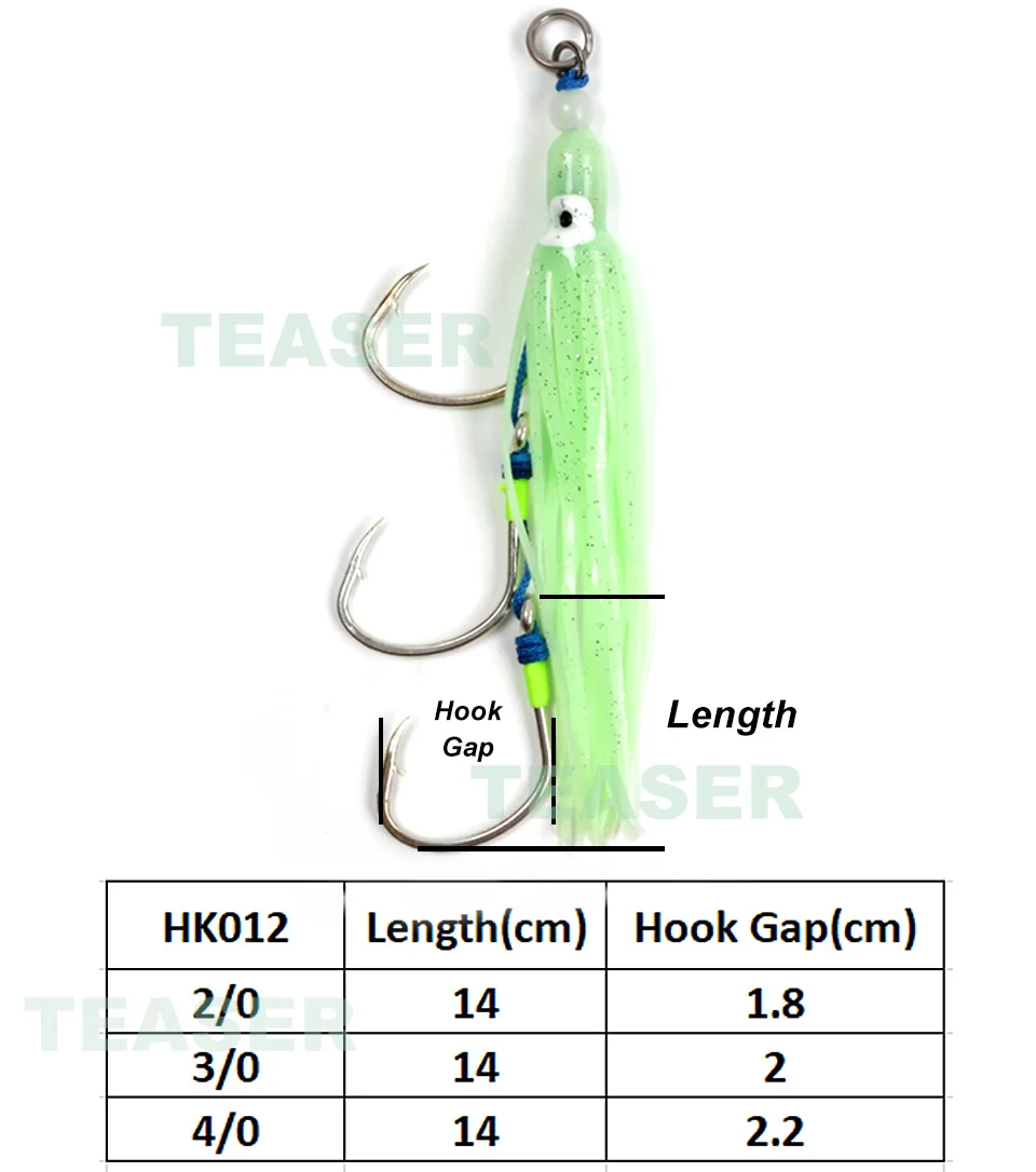 TEASER Inchiku Triple Jigging Hook Saltwater Octopus Squid Luminous Snapper  Fishing Assist Jigs Hooks Soft Bait Tai Kabura Peche