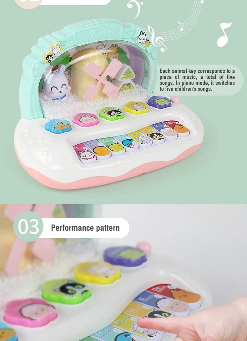 Baby Piano Toys Kids Music Piano Keyboard with Light Sound Cartoon Animal Musical Toys for Toddlers Early Educational Toy Gifts 5