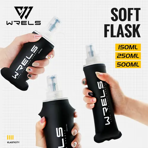 WRELS Soft Flask TPU Ultralight Collapsible BPA Free Leakproof Squeeze Running Hydration Vest Marathon Hiking Foldable Bottle