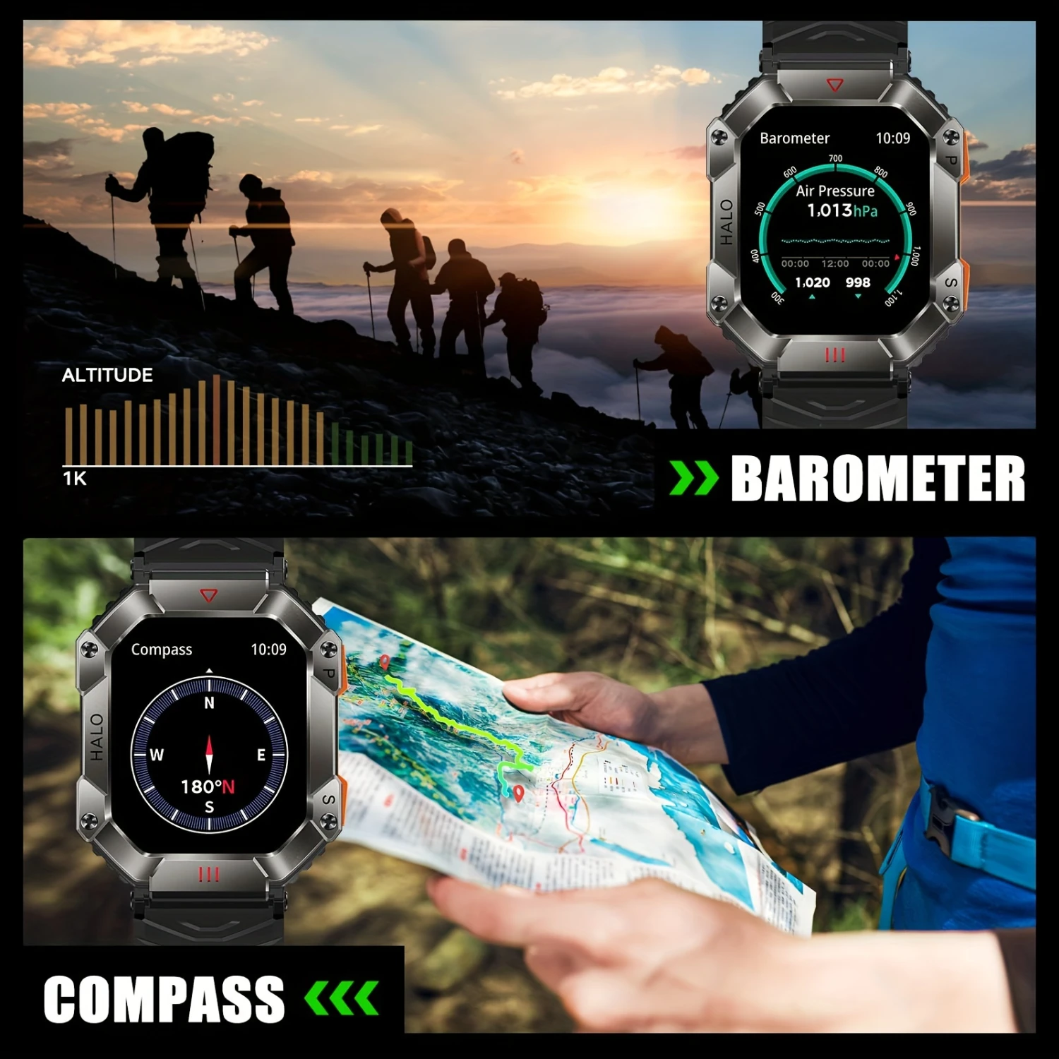 Smart Watch, Fitness Watches With Wireless Calls, Compass, Barometer, Altimeter, GPS Trajectory, Smartwatch For Men Women