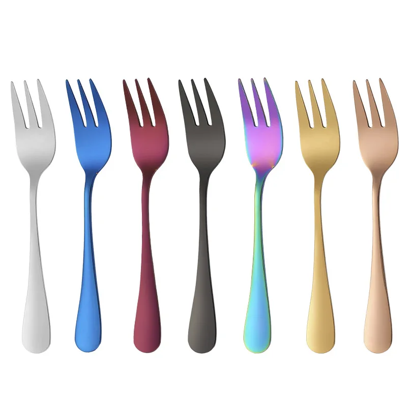 Fruit Fork Food Picks Stainless Steel Gold For Fruit Salad Dessert Snack 8pcs