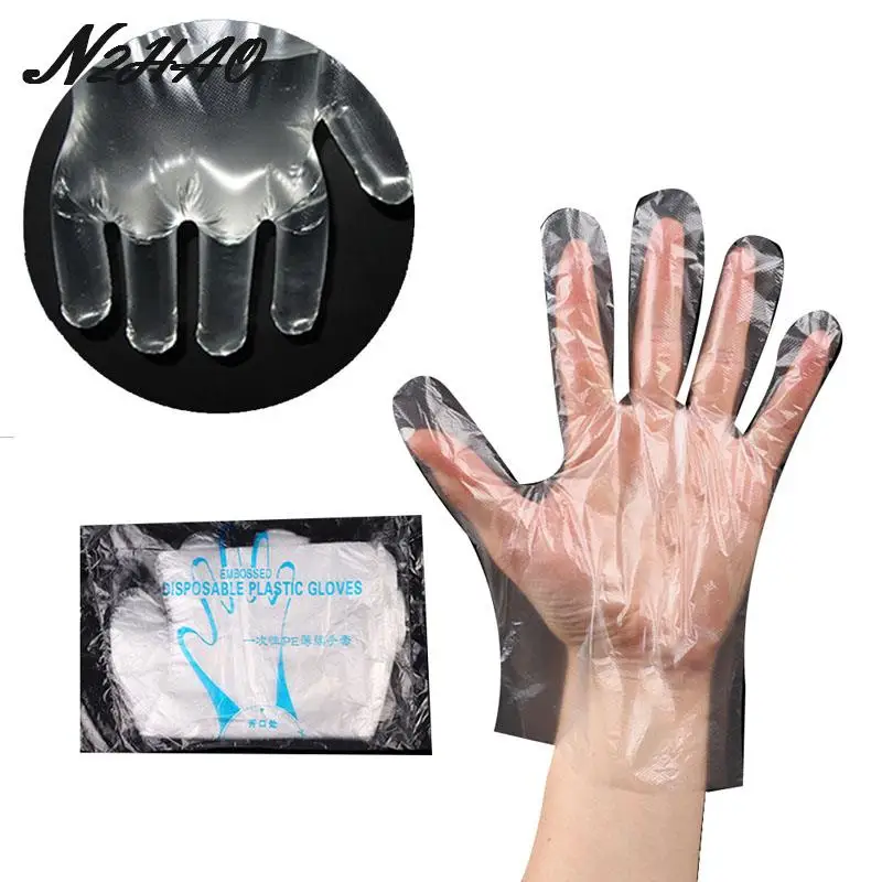 100Pcs/pack Disposable Gloves Transparent Waterproof Clean Hygienic Plastic Gloves Food Thickening Film Disposable Kitchenware
