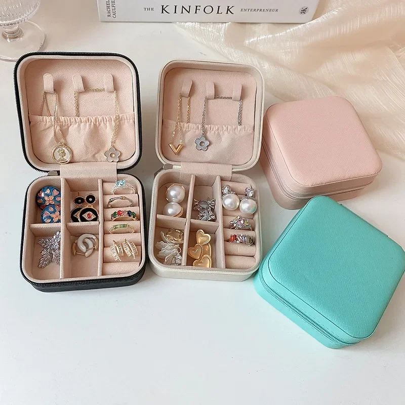 

Jewelry Box Small Exquisite Rings Ear Studs Earrings Small Portable Storage Box High-End Luxury Travel Jewelry Bag Fashion