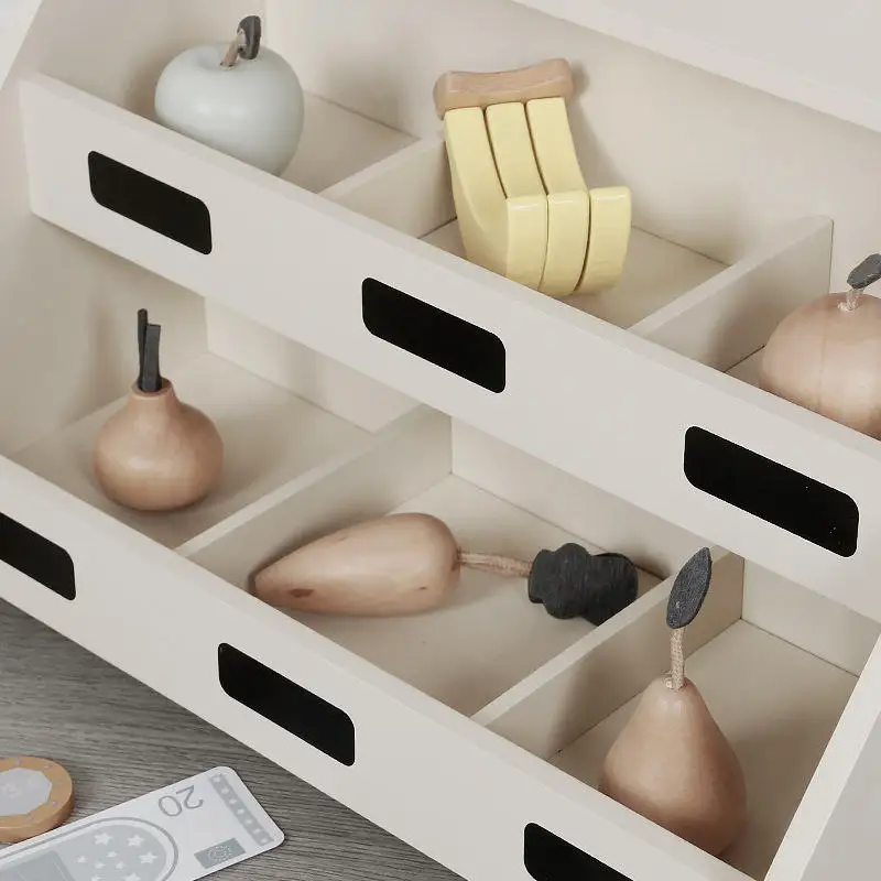Wooden Role Play Toy Simulated Fruit Store Montessori Kids Toys Role Pretend Vegetable Shop Simulation Wooden Toys 4