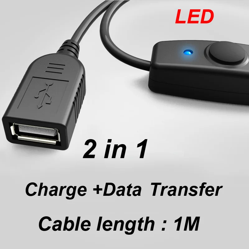 데이터 동기화 초고속 USB 2.0 연장 코드(ON OFF 스위치 포함) 라즈베리 파이 PC USB 연장 케이블용 LED 표시기