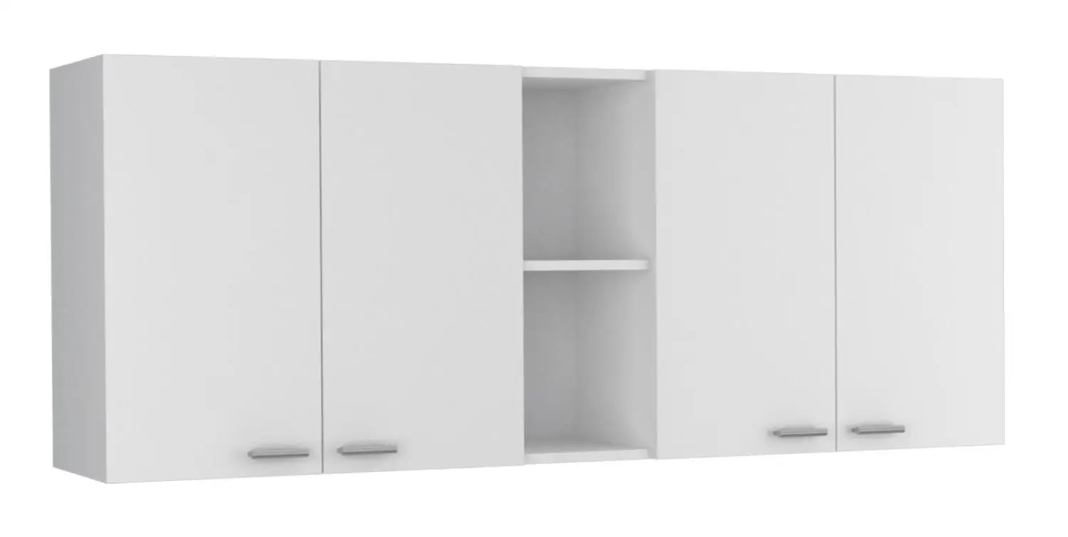 Portofino 150 Wall Cabinet, Double Door, Two External Shelves, Two Interior Shelves White