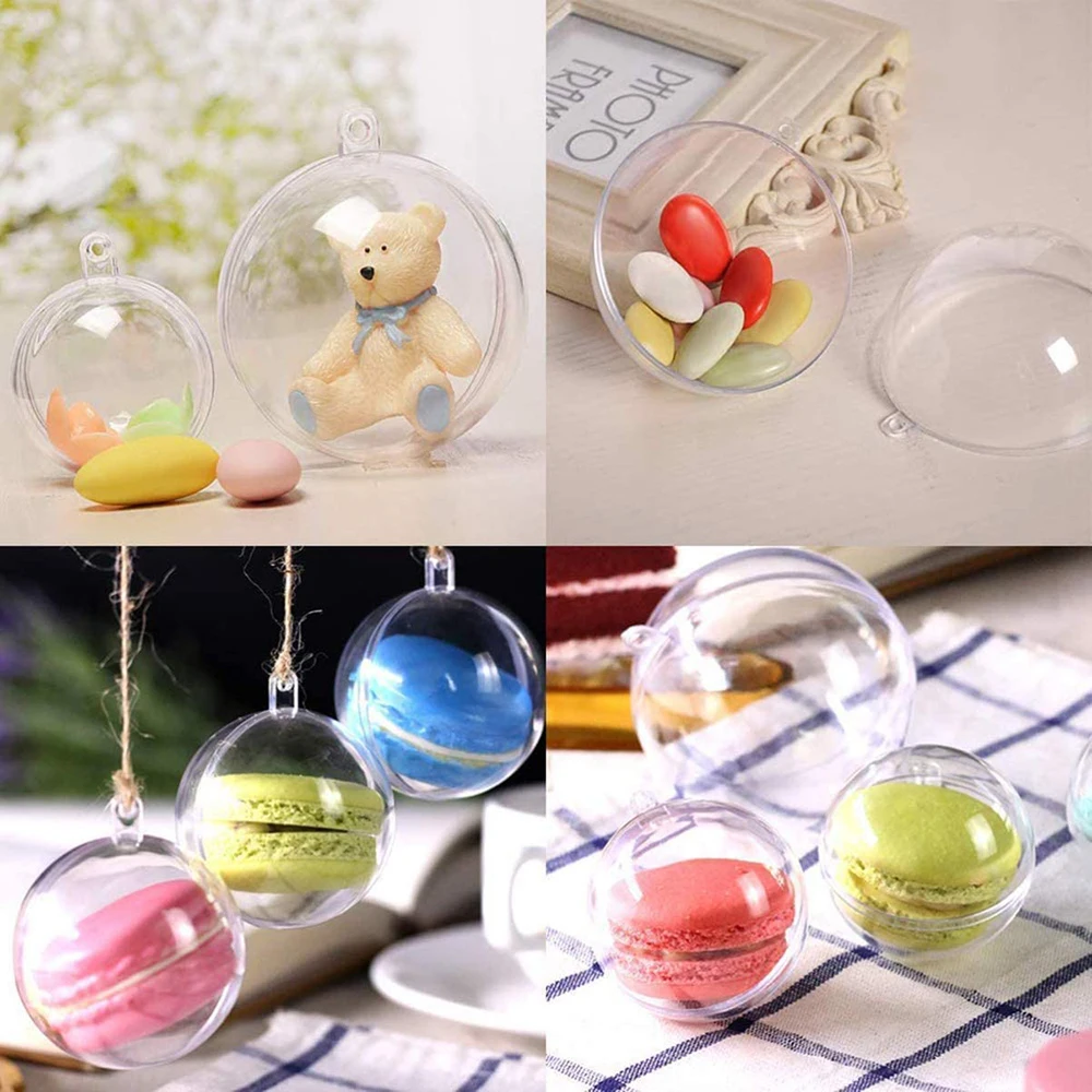 Christmas Ornaments Balls DIY Fillable Bauble Plastic Transparent Hollow Ball Wedding Party Xmas Tree Hanging Gift Decorations