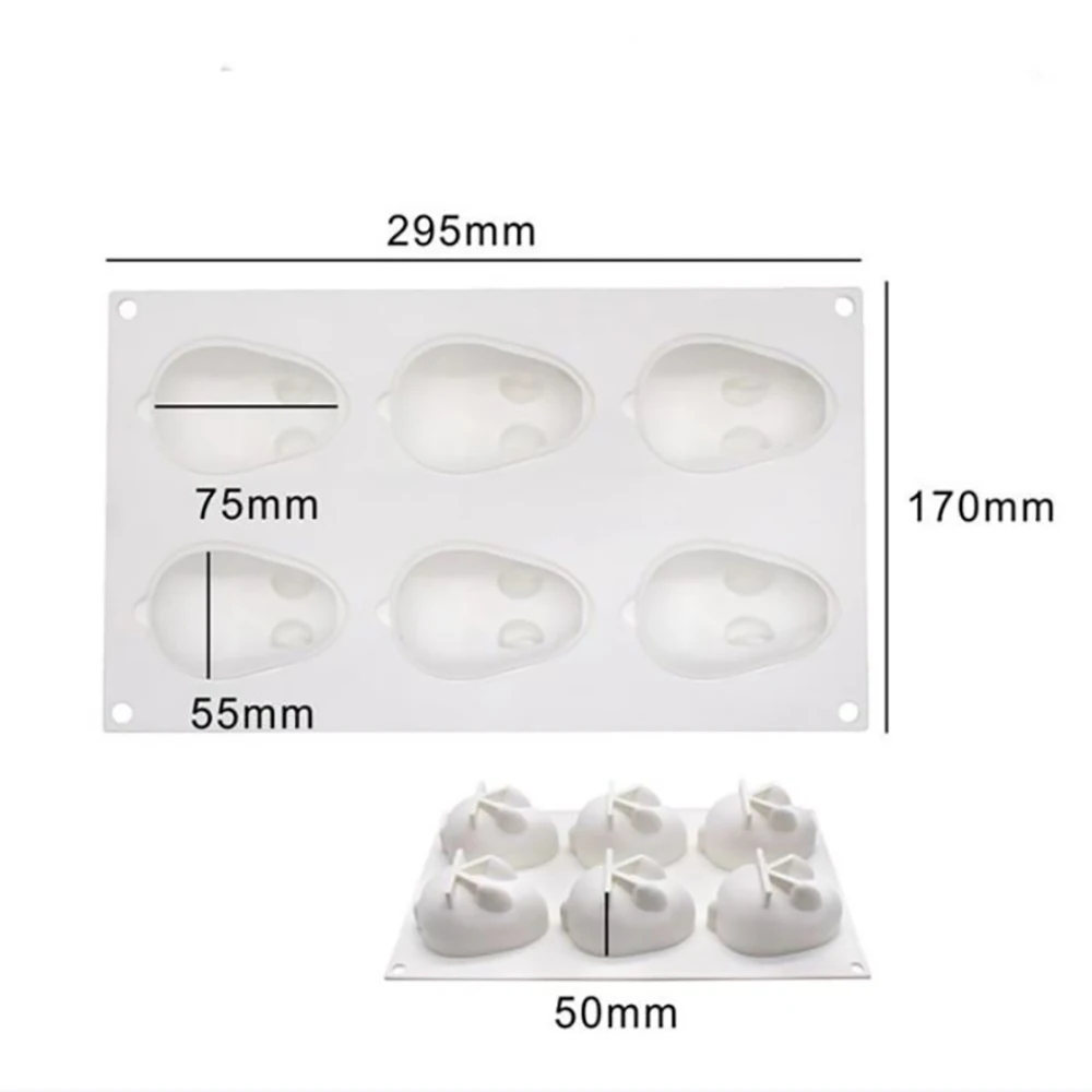 Description Picture 5 of item3D Easter Bunny Silicone Mold 6 Cavity Rabbit Shape Chocolate Pudding French Dessert Fondant Mousse Cake Mould Baking Tools