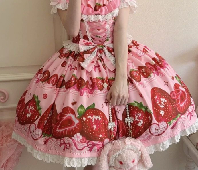 Soft Girl Lolita Birthday Party Suspender Dress Jsk Women's Sweet