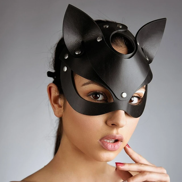 Lot De 4 Masques Catwoman En Cuir Noir Pour Bal Masqué