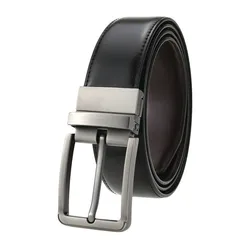 Luxury Genuine Leather Double - Sided Men's Belt with Retro Pin Buckle and Laser Engraving - 125cm (Black)