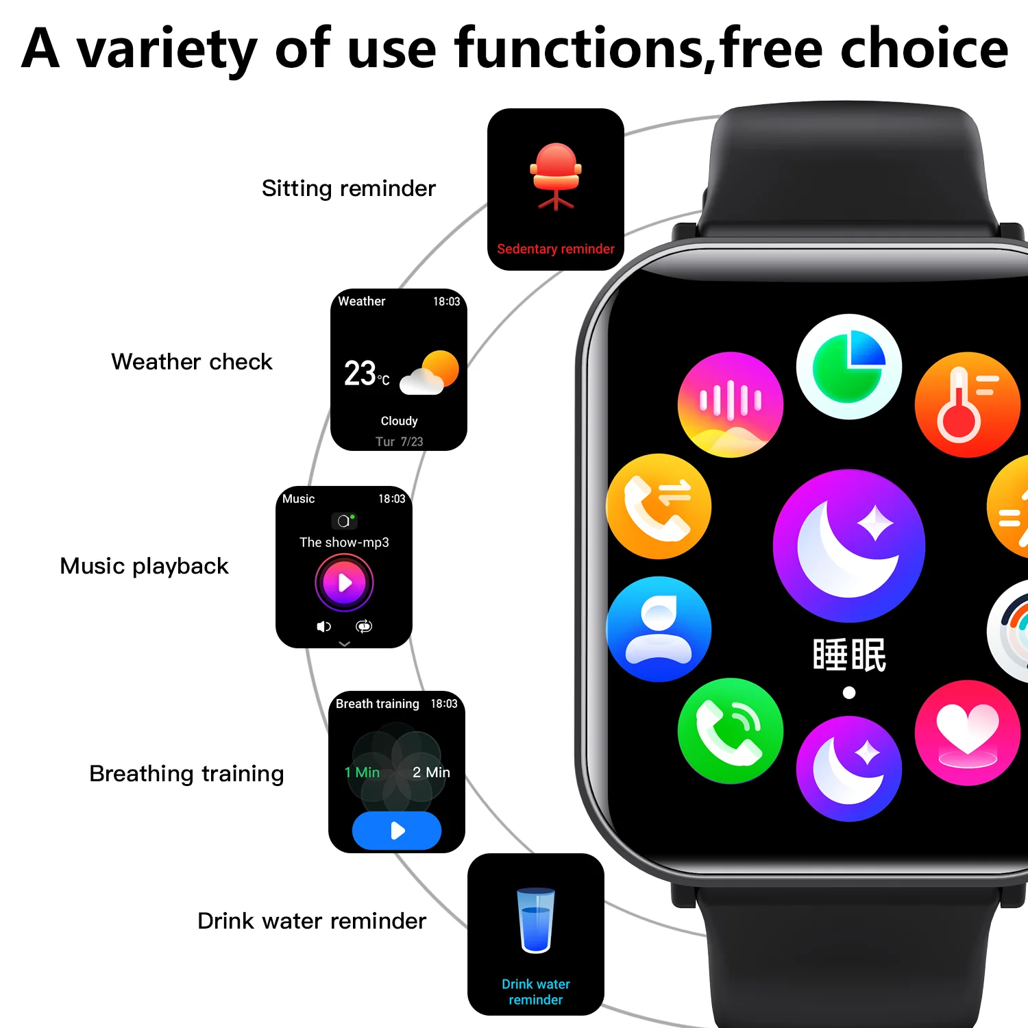 Smart Watch F57Pro Basic Function Multi-Sport Mode Supports Mobile Phone Call Reminder Fitness Monitoring New Color Screen Full Touch Men's and Women's Smart Watch Non-Invasive Blood Glucose Detection, Supports Accurate Calibration, Red Light Blood Oxygen, Automatic Detection of Heart Rate Abnormal Reminder Function at Night - Image 4