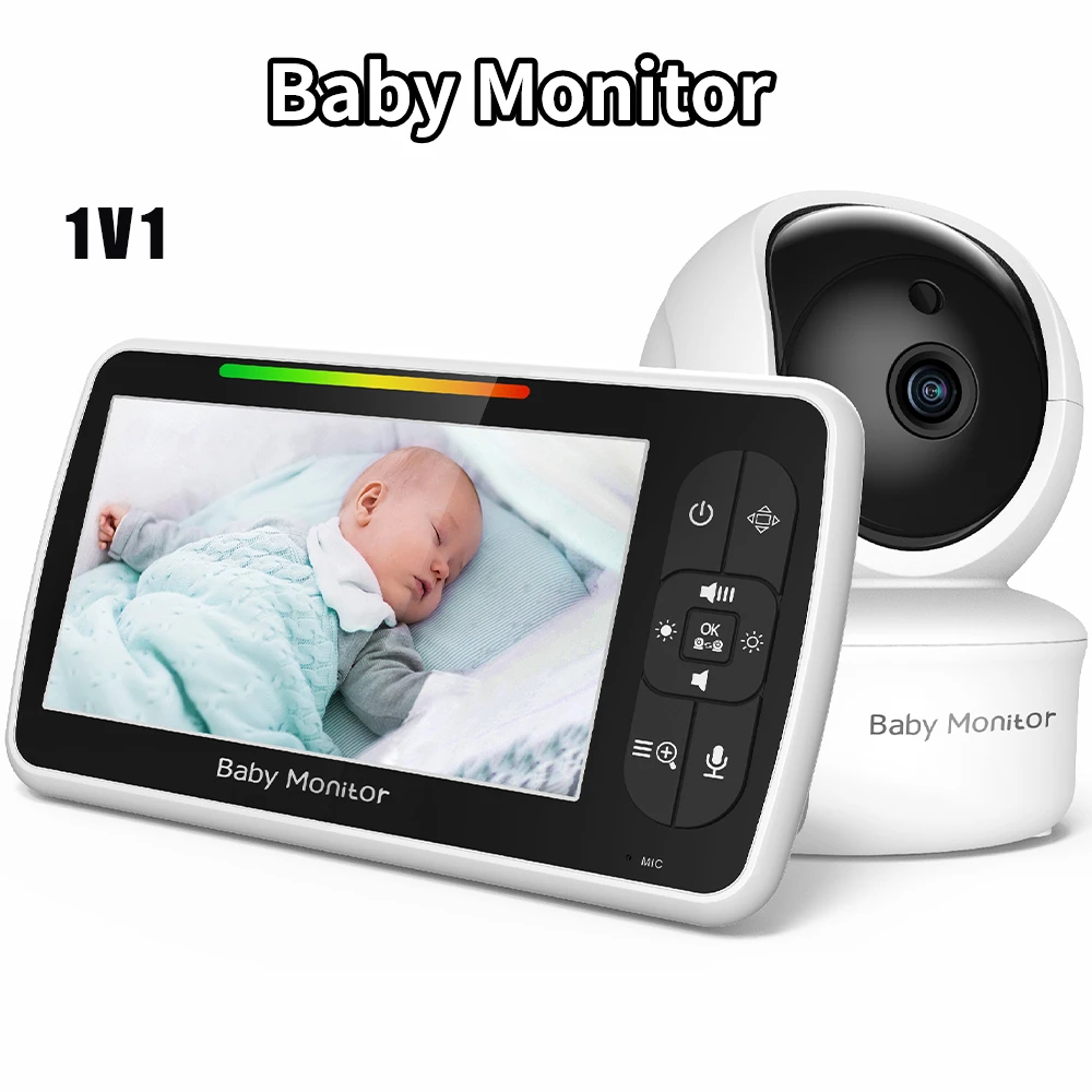 

New 5 Inch Baby Monitor Lullaby Video Intercom Cry Alarm VOX Mode Nanny Cam and Audio Remote Night Vision SM650