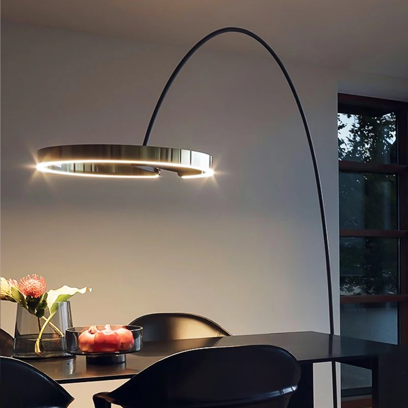 

LED floor lamp ring shape modern creative living room fishing floor lamp bedroom bedside lobby vertical lamps