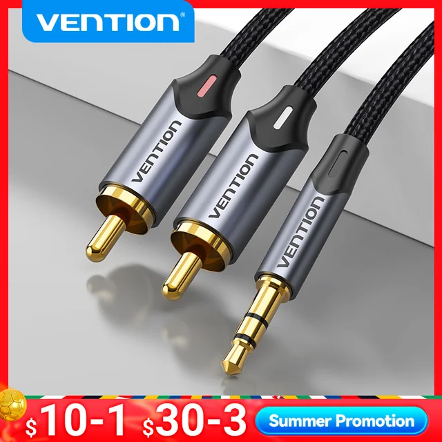 탁월한 연결을 위한 Vention 3.5mm – 2RCA 오디오 케이블 탁월한 연결을 위한 Vention 3.5mm – 2RCA 오디오 케이블