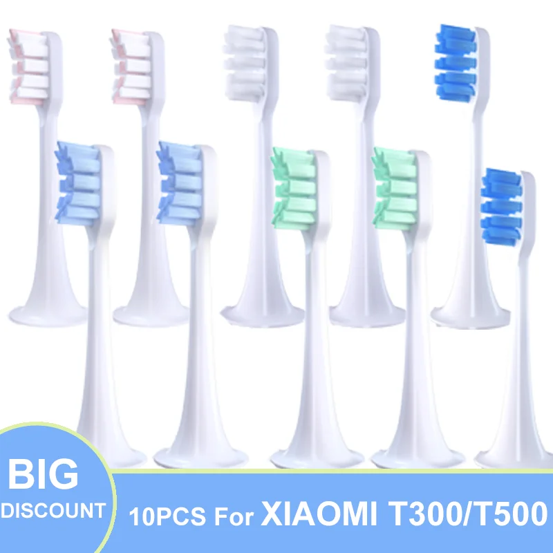 10PCS For XIAOMI MIJIA T300/500 Replacement Heads Sonic Electric Toothbrush Soft DuPont Bristle Suitable Nozzle Vacuum Packaging 10pcs for xiaomi mijia t300 500 replacement heads sonic electric toothbrush soft dupont bristle suitable nozzle vacuum packaging