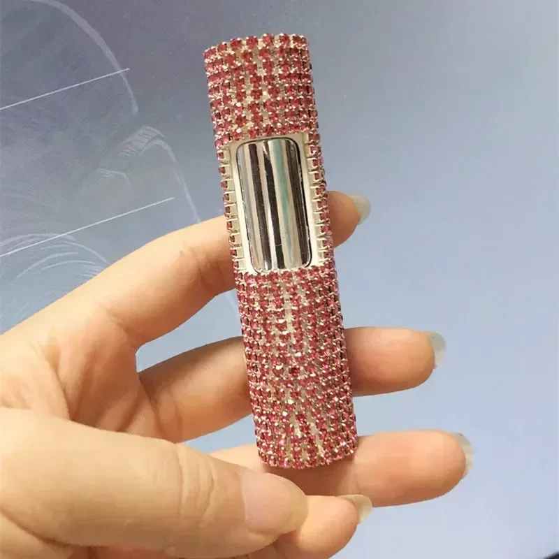 Butane Gas Lighter Rhinestone Torch Lighter for Ladies Mini Portable Cigarette Lighter Windproof Pink Flame Smoking Accessories Butane